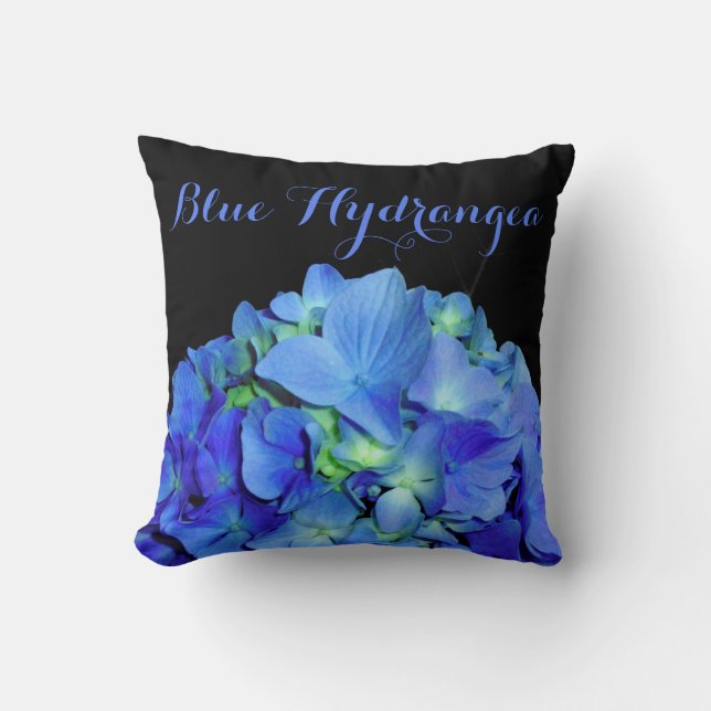 Coussin Elégant bleu floral bleu rose hydrangée bleue (Recto)