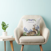 Coussin Elégant bleu Floral Rabbit Aquarelle Mignonne Lapi (Chaise)