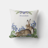 Coussin Elégant bleu Floral Rabbit Aquarelle Mignonne Lapi (Recto)