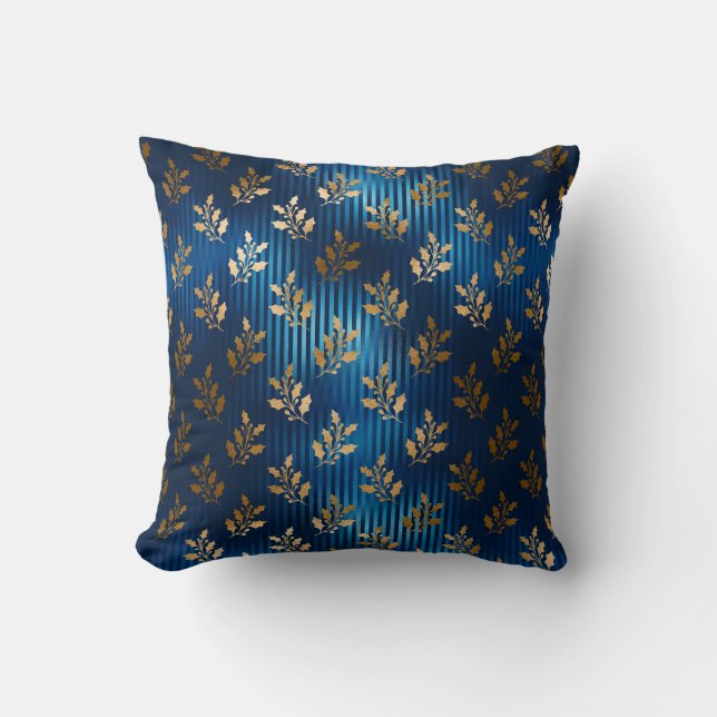 Coussin Elégant bleu Mistletoe or Parties scintillant chic (Recto)