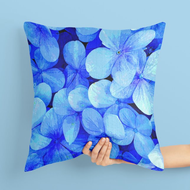 Coussin Elégant bleu Pétalé Fleurs Art Jeu d'Oreiller (Créateur téléchargé)