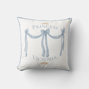 Coussin Elégant Blue Princess Name Crowns Satin Girly