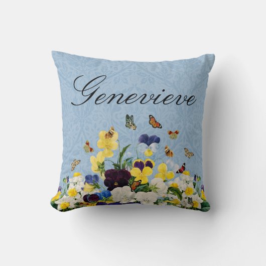 Coussin Élégant Bohème Printemps Pensées Jonquilles Papill (Recto)