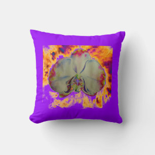 Coussin Elégant boho abstrait aquarelle orchidée peinture