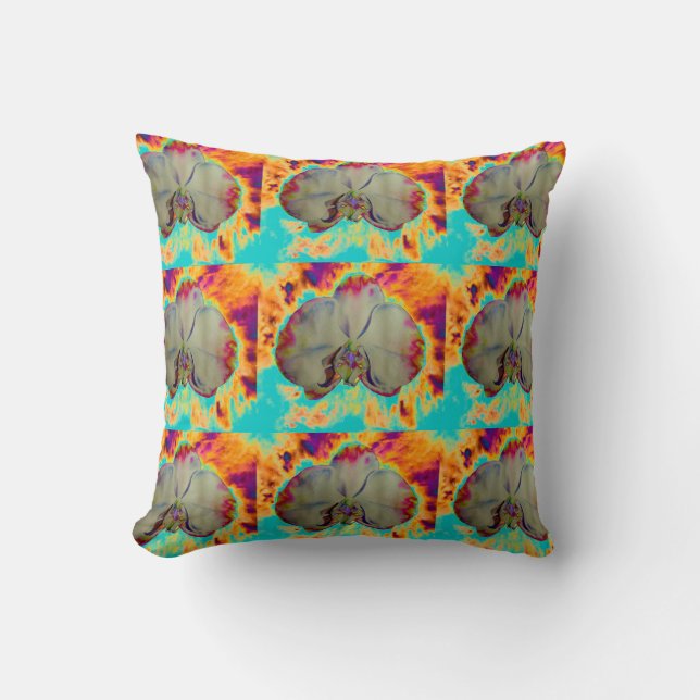 Coussin Elégant boho abstrait aquarelle orchidée peinture (Recto)