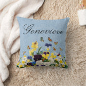 Coussin Élégant Boho Printemps Pensées Jonquilles Papillon (Couverture)