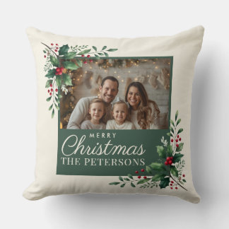 Coussin Elegant Botanical Photo Christmas Pillow