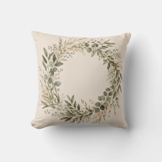 Coussin Elegant Botanical Wreath Decorative Pillow (Recto)