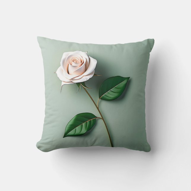 Coussin Élégant Botanique de Rose blanche (Recto)