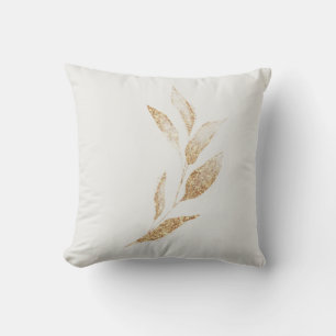 Coussin Élégant Brossé feuille d'or botanique