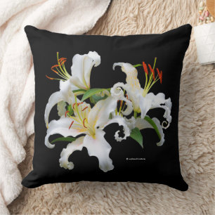 Coussin Elégant Casablanca Floral Blanc Lys Orientaux