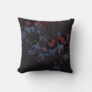 COUSSIN ÉLÉGANT CHERRY BLOSSOM ARGENT ROUGE NOIR CUSHION