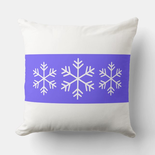 Coussin Élégant Chic Flocons de Neige Rayures Blanc Violet (Recto)
