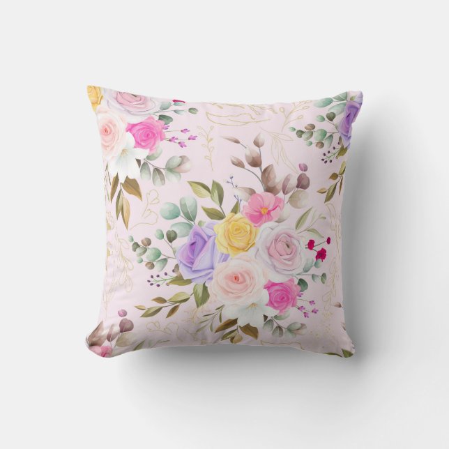 Coussin Élégant chic floral rose (Recto)