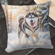 Elégant Chien Husky Personnalisé Dans Neige Joyeux