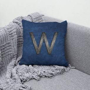 Coussin Élégant Classé Personnalisé Monogramme Marine Char