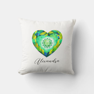 Coussin Élégant Coeur Chakra Vert Anahata