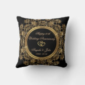 Coussin Elégant coeur d'or 50e anniversaire Mariage (Verso)