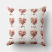 Coussin Élégant Coeur rose floral Romantique Saint-Valenti (Recto)