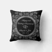 Coussin Elégant Coeurs d'argent 50e anniversaire de Mariag (Verso)