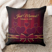 Coussin Élégant Coeurs Rouges Et Mariage De Ruban (Couverture)