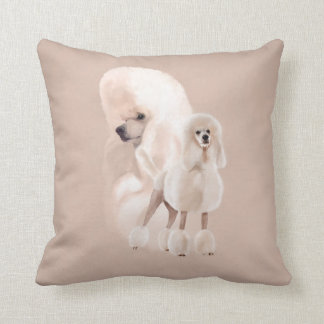 Coussin Élégant Collage de White Poodle Pastel