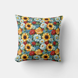 Coussin Élégant Coloré Élégant Romantique Floral Chic