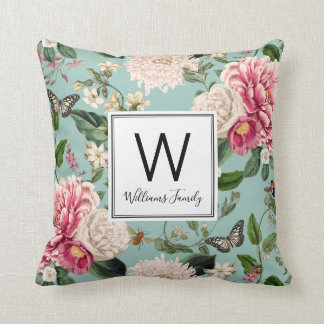 Coussin Élégant Country Cottage Garden Mint Floral