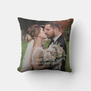 Coussin Élégant couple marié récemment Mariage photo Monog