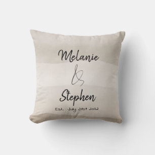 Coussin Élégant Couple Noms Script Typographie Neutre