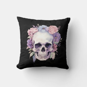 Coussin Elégant crâne floral décoration gothique d'Hallowe