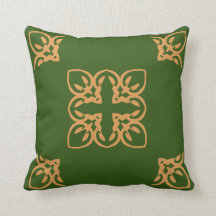 Elegant Cross Damask Motif Green Gold
