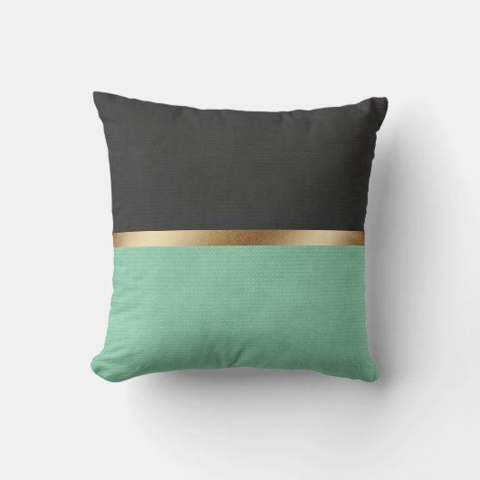 Coussin Élégant cuir noir vert (Recto)