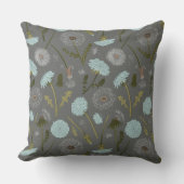 Coussin Elégant Dandelion gris bleu Fleurs (Recto)