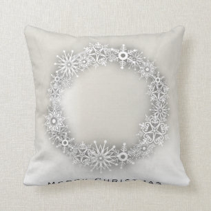 Coussin élégant de Noël de guirlande de flocon de