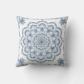 Coussin Élégant décor mandala métallisé bleu (Verso)