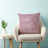 Coussin Elegant Dusty Rose M. et Mme Script Monogram (Chaise)