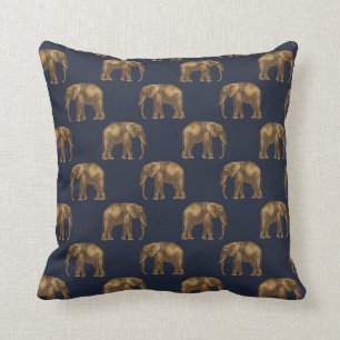 Coussin Elégant Eléphant bleu de la Marine d'or Imprimer
