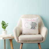 Coussin Élégant Éléphant Monogrammé Aquarelle pour Bébé Fi (Chaise)