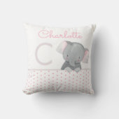 Coussin Élégant Éléphant Monogrammé Aquarelle pour Bébé Fi (Recto)
