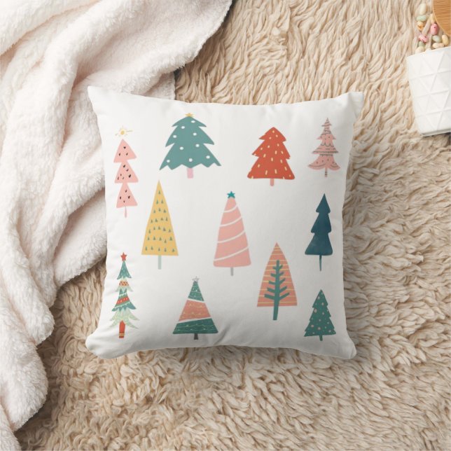 Coussin Élégant et tendance arbres de Noël verts (Couverture)