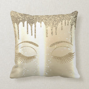 Coussin Elégant Faux Gold, Étincelant, Étincelant, Lashes 