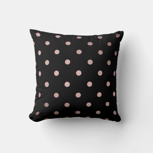 Coussin élégant faux rose or noir pois (Recto)