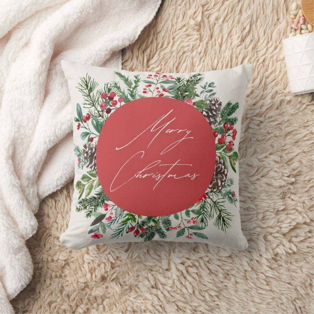 Coussin Élégant feuillage de Noël (Couverture)
