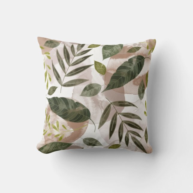 Coussin Élégant Feuilles de Safari Botanique (Recto)