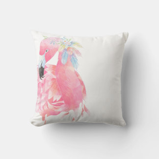 Coussin Elégant Flamant rose rose Aquarelle Jeu d'oreiller