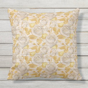 Coussin Élégant Floral 20"X20" Sur Bois Très Populaire