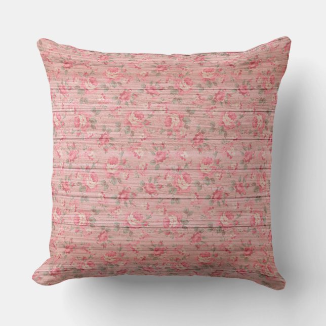 Coussin Élégant Floral 20"X20" Sur Bois Très Populaire (Recto)