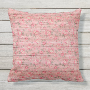 Coussin Élégant Floral 20"X20" Sur Bois Très Populaire