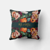 Coussin Élégant Floral Botanique Rustique Mariage M. & Mme (Verso)